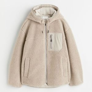 NWT Faux Shearling Jacket Knittted Hooded Jacket